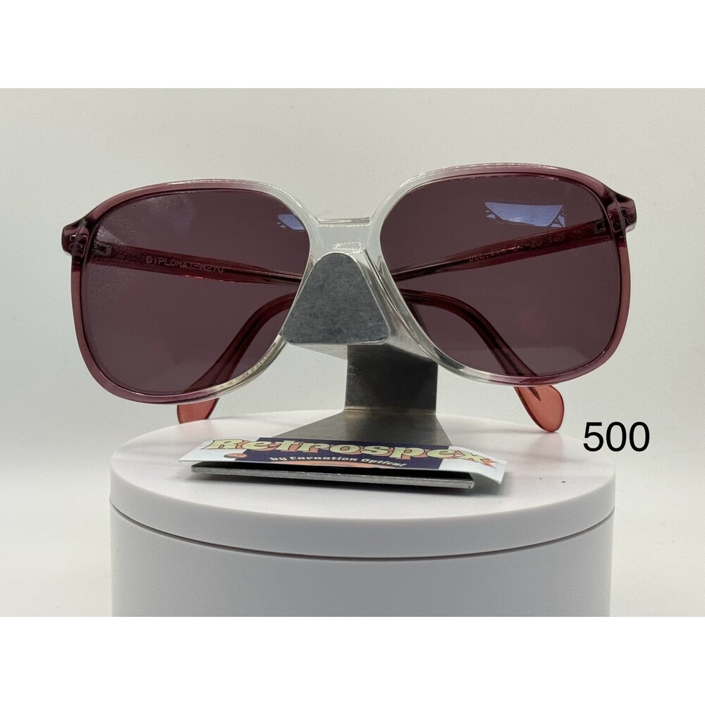 Vintage Oversize Sunglasses Square Plastic Purple Lens | Brown/Purple Fade 1980s